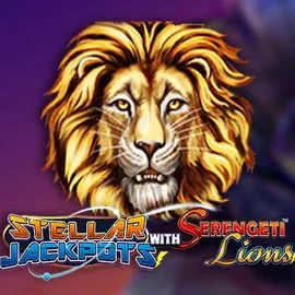 Logo of Stellar Jackpots with Serengeti Lions from Lightning Box Game at Casombie Casino
